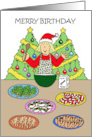 Merry Xmas Birthday Lady Baking Christmas Cookies card