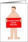 Congratulations on Your Vasectomy Cartoon Man Holding a Sign card