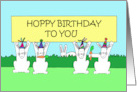 Hoppy Birthday Cartoon Bunnies Wearing Party Hats card