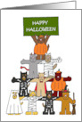 Happy Halloween Cartoon Cats Wearing Spooky Costumes card