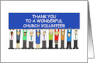 Thank You to Church Volunteer Cartoon Group Holding a Banner card