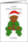 Happy First Christmas African American Baby to Personalize Any Name card