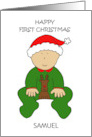 Happy First Christmas Cute Baby to Personalize Any Name card