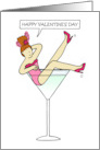 Valentine Sexy Lady in a Burlesque Cocktail Glass card