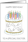 Happy Birthday to Doctor Cake Candles and Stethoscope Decorations card