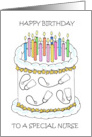 Happy Birthday to Nurse Cake Candles and Stethoscope Decorations card