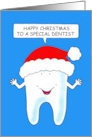 Happy Christmas to Dentist Talking Tooth in Santa Claus Hat card
