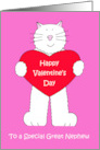 Happy Valentine’s Day to Great Nephew White Cat and Red Heart card