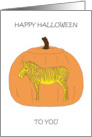 Happy Halloween Zebra Carved into a Pumpkin card