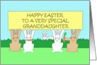 Happy Easter to Granddaughter Cartoon Bunnies Eating Carrots card