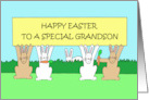 Happy Easter to Grandson Cartoon Bunnies Eating Carrots card