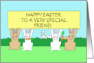 Happy Easter to Friend Cartoon Bunnies Eating Carrots card