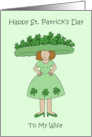 Happy St. Patrick’s Day to Wife Lady in Shamrock Outfit card