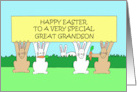 Happy Easter to Great Grandson Cartoon Bunnies Eating Carrots card