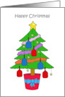 Happy Christmas Pickleball Bat and Balls Decorated Tree card