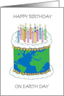 Happy Birthday on Earth Day Cake and Candles card