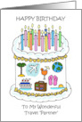 Happy Birthday Travel Partner Decorated Cake with Candles card