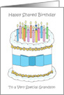 Happy Shared Birthday to Grandson Cake and Candles card