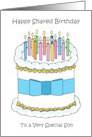 Happy Shared Birthday to Son Cake and Candles card