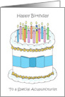 Happy Birthday to Acupuncturist Cartoon Cake and Candles card