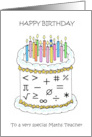 Happy Birthday to Maths Teacher (UK spelling) card