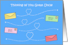 Thinking of You Great Uncle Envelopes Flying Through the Sky card