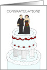 Wedding Congratulations to Bride and Groom Dressed in Black card