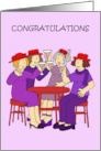 Ladies in Red Hats Congratulations Cartoon Group Drinking card