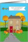 Happy Thanksgiving to Grandson Autumnal Scene with a House card