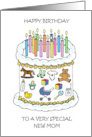 Happy Birthday to New Mom Cake and Candles card