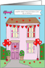First Valentine’s Day as a Family House Decorated with Hearts card