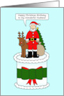Happy Christmas Birthday to Husband Santa on a Cake card