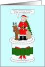 Happy Christmas Birthday to Wife Santa on a Cake card