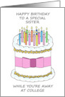 Happy Birthday to Sister Away at College card