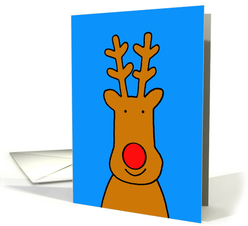 Cartoon Cute Reindeer with Red Nose Happy Holidays card (1000923)