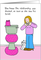 Dating Cartoon Pink Toilet a Good Man Is Hard To Find card