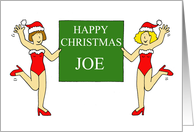 Happy Christmas Joe Cartoon Burlesque Dancing Ladies card