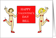 Valentine’s Day February 14th for Bill Cartoon Sexy Dancing Ladies card