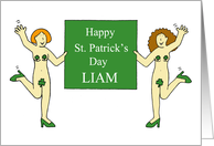 St. Patrick’s Day Burleque Cartoon Dancing Ladies Personalize Any Name card
