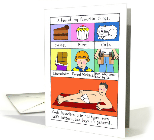 Favorite Things Cartoon Bad Men and Chocolate Blank Inside card