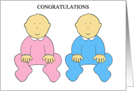 Congratulations on Birth of Your Twins Boy and Girl card