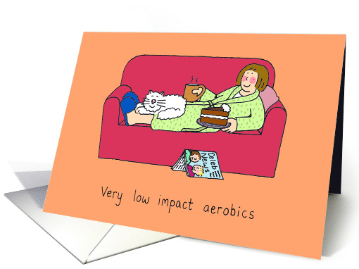 Good Luck With Your Diet Cartoon Lady Low Impact Aerobics card