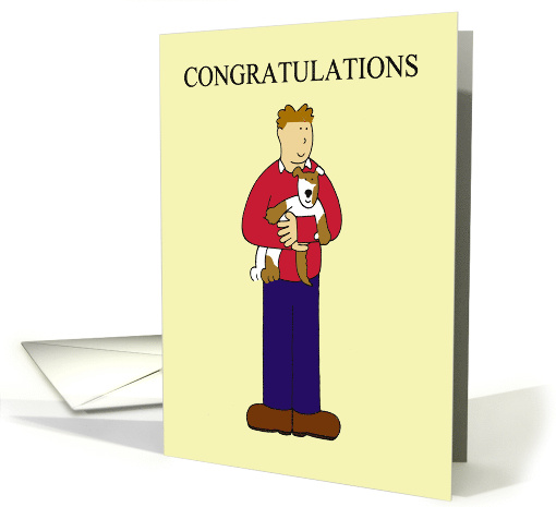 New Puppy Dog Congratulations Cartoon Man and Cute Puppy card