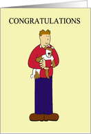 New Puppy Dog Congratulations Cartoon Man and Cute Puppy card