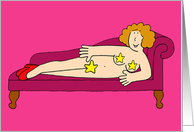 Burlesque Sexy Cartoon Valentine Lady Wearing Stars and Shoes card