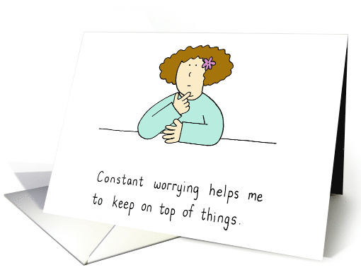 Constant Worrying Cartoon Lady Worrier card (1042005)