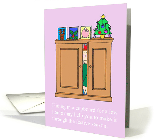 Christmas Bah Humbug Cartoon Hiding from the Stress card (1044233)