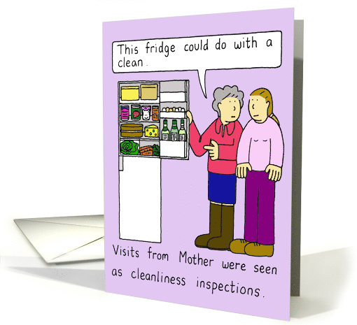 Mother's Day Cleaning Advice Cartoon Mother and Daughter card