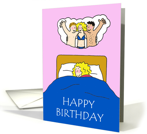 Happy Birthday Bedroom Fantasy Humor for Her Cartoon Fun card