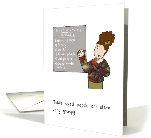 Irritable Middle Aged Lady Birthday Humor Cartoon card (1055351)